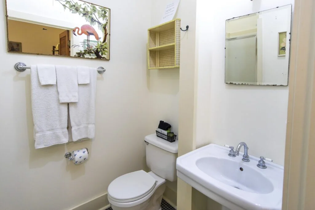 Magnolia Bathroom has a walk in shower, and amenities like soap and shampoo.